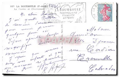 La Bourboule (P.-de-D.) — Kasyno i Charliannes — Wydawca: Réal-Photo, nr 227 — Rewers