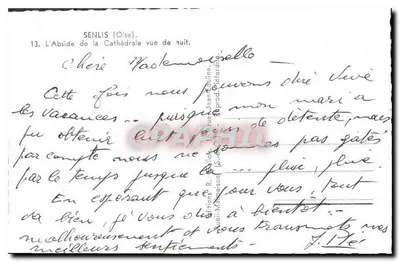 Senlis (Oise) — Absydę katedry widzianą z nocy — wydawca: H. R. M. (H. R. M. - Paryż) — Rewers