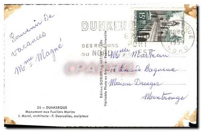 Monumento aos Fusiliers Marins — Dunkerque — Edição GORIER & VILTEAU — Verso