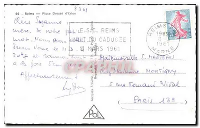 Reims — Place Drouet d'Erion — Editor Jacques Fréville, n° 8361 — Verso