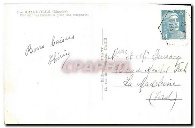Grandville (Manche) — Vista sobre as Casernas tomadas dos muros — Edições REANT, Paris — Verso