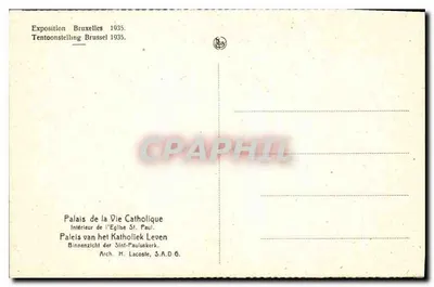 Interno della Chiesa di San Paolo — Esposizione Bruxelles 1935 — Arch. H. Lacoste, S.A.D.G. — Verso