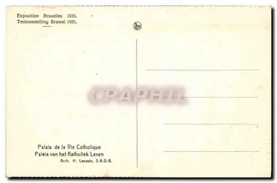 Palacio de la Vida Católica — Exposición de Bruselas 1935 — Arch. H. Lacoste, S.A.D.6. — Reverso