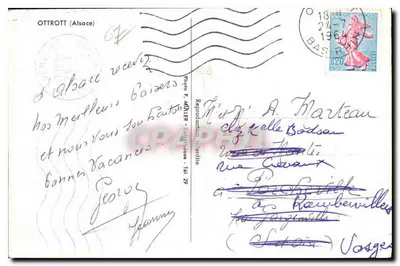 Ottrott (Alzacja) — widok wsi i zamku nad górami — Foto F. Müller, Tel. 29 — Rewers