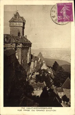 Haut-Kœnigsbourg — Vista tirada do Grande Bastião — Imp. Edit. BRAUN & Cie. Dornach, n° 712