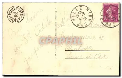 Wzgórze Ste-Odile (wys. 763 m) i St-Nabor — wydawca: A. sektor Sztuki Fotomechanicznej — n° 1 — Rewers