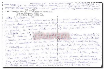 Embrun — Widok brzegów Durance i szczytów alpejskich — Wydawca ABEIL — Rewers