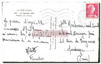 Rochers Rouges de l'Estérel — La Côte d'Azur — Éditions d'Art Murcieu - Nice — Verso