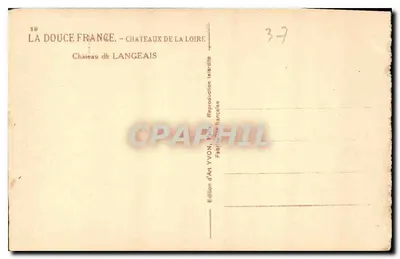 Zamek Langeais — Zamek Loary — Wydawnictwo Art Yvonn, Paryż — Rewers