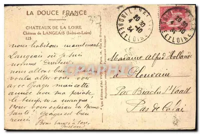 Castello di Langeais — Loire-et-Loire — Edizioni d'Arte YVO 17 — Verso