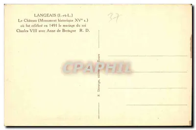 Zamek w Langeais — Zabytek XV wieku — R. Dorange, wydawca Tours — Rewers
