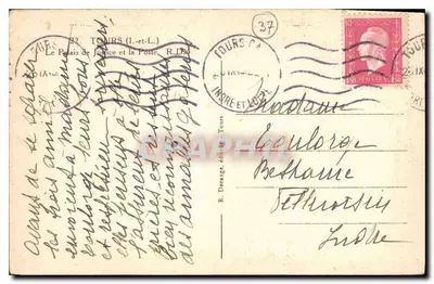 Place de la République — Fontanna i klasyczny budynek — R. Dorange, n°37 — Rewers