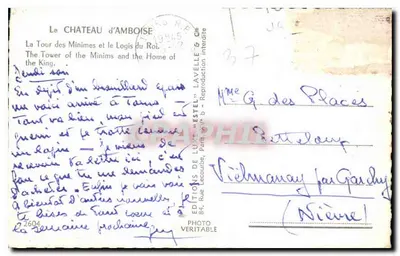 Castelo de Amboise — Torre dos Mínimos e o Logis do Rei — Editor Estel, n°2604 — Verso