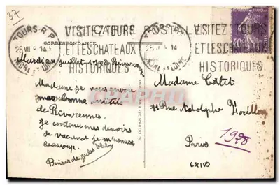 Chinon (Indre-et-Loire) — O Castelo (monumento histórico) e a Torre de Boissy — R.D. — Verso