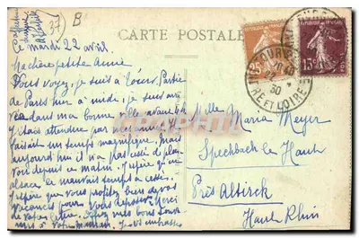 Tours (Indre-et-Loire) — Ogólny widok miasta, Loira, most kamienno-betonowy i katedra św. Gatiana — A.P. — Rewers