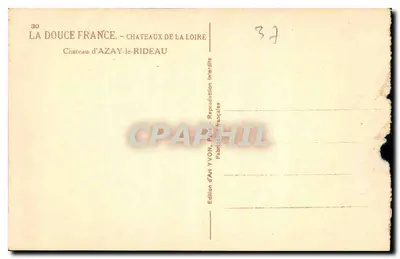 Zamek Azay-le-Rideau — Azay-le-Rideau — Wydawnictwo Art YVON — Rewers