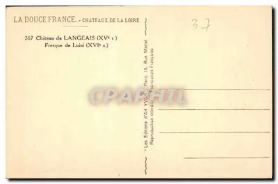 Fresk Luini (XVI w.) — Zamek Langeais (XV w.) — Les Éditions d'Art Yvonne, Paryż — Rewers
