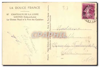 Castelo Real e Porta dos Cordeliers — Loches (Indre-et-Loire) — Éditions d'Art Yvon — Verso