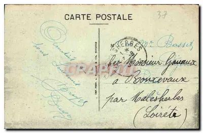 Tours (Indre-et-Loire) — Ogólny widok, Loira, Most kamienny i Katedra św. Gatiana — A.P. — Rewers