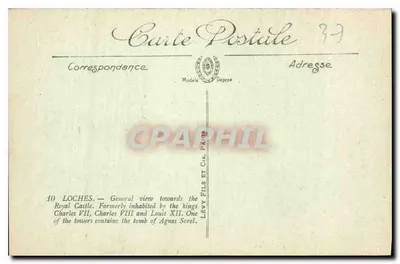 Loches — Algemene uitzicht richting het Koninklijk Kasteel — Uitgever Levy Fils et Cie, Parijs, n° 10 — Achterkant