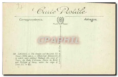Loches — O Donjon e a Torre Louis XI — LL. N°33 — Verso
