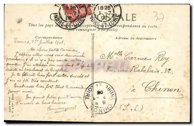 Tours, vista aérea — Torre de Carlomagno e Basílica de São Martinho — editor AGA-Photo, Paris, n° 1517 — Verso