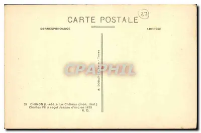 Kasteel van Chinon — Uitzicht op het kasteel over de Loir — R. Doranès, Toulouse — Achterkant