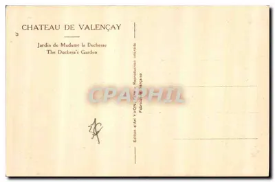 Castelo de Valençay — Jardim de Madame a Duquesa — Edição d'Art YVON — Verso