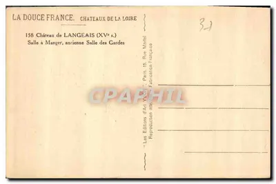 Kasteel van Langeais — Eetkamer, oude Wachtkamer — Les Éditions d'Art Yvon — Achterkant