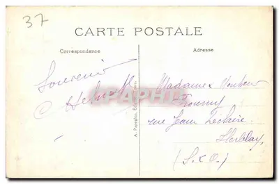 Chinon (Indre-et-Loire) — Zamek (XIII i XVe w.) Wieża donjonu zamku królewskiego i rzeka Wienne — A.P. — Rewers