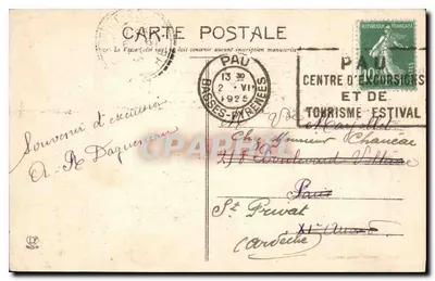 Les Basses-Pyrénées - Pau - Zamek Henryka IV - Widok z Parku — Rewers