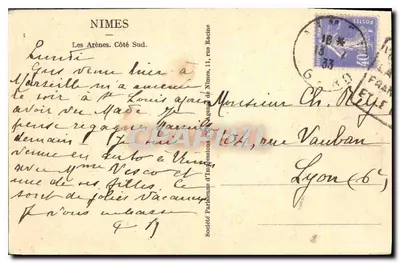 Les Arènes — Côté Sud — Société Parisienne d’Impressions de Nîmes — Rewers