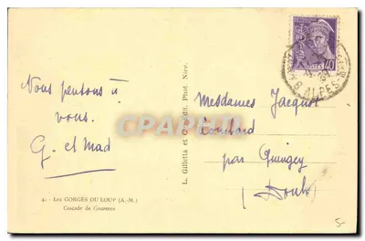 Cachoeira de Courmes — Garganta do Lupo — L. Gilletta, Nice — Verso