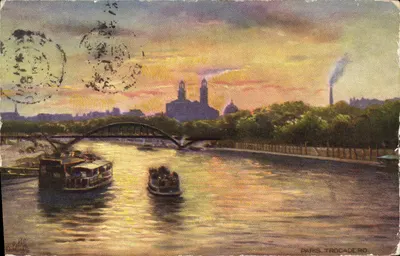 Paris. Trocadéro — vista do Pont de Passy e da Seine — editor Colette, série 702
