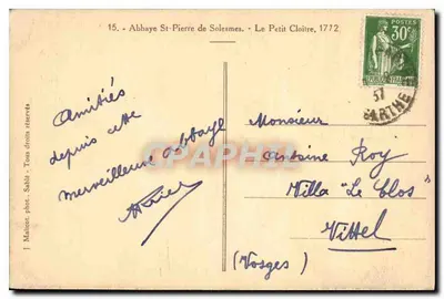 Abadia de São Pedro de Solesmes — O Pequeno Claustro, 1772 — Malécot, n°15 — Verso