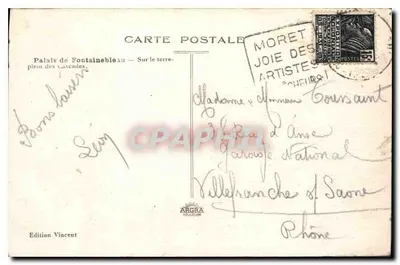 Palácio de Fontainebleau — No terre-plein das Cauxades — Edição Vincent — Verso