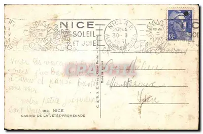 La Jetée - Promenade de Nice — Casino de la Jetée-Promenade, wydawca C.A.D.S.E. (108) — Rewers