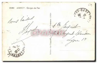 Gorges do Fier — Annonay — Edição La Cigogne, 3, rue des 4-Chapeaux - LYON — Verso