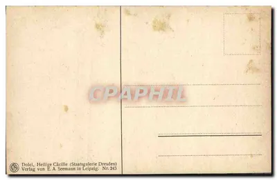 Sainte Cécile — représentation d'une jeune femme à un clavecin — éditeur É. A. Seemann, n° 243 — Verso