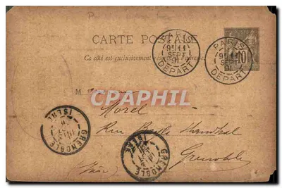 Paris — 22/09/1891 — Carta postal com texto manuscrito — Verso
