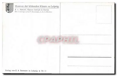 Kroonceremonie — winterlandschap — uitgever A. v. Menzel, Gustav Adolph in Hanau — Achterkant