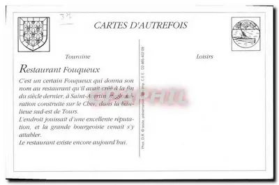 Saint-Avertin (Loir-et-Cher) - Restaurante Fouqueux - H.B. - 2 — Verso