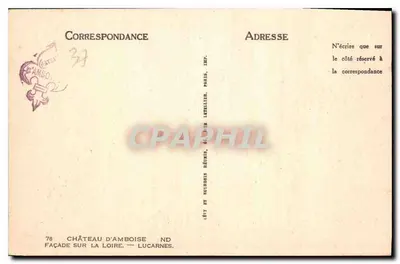 Zamek Amboise — fasada na Loarze — wydawca Lucarnes, nr 78 — Rewers