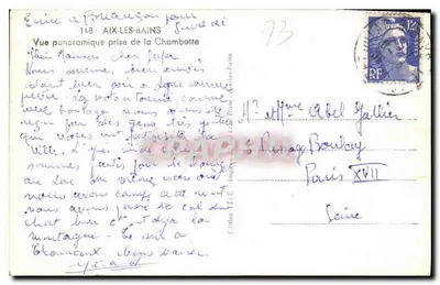 Panoramiczny widok z Chambotte — Aix-les-Bains — Wydawca Véla — Rewers