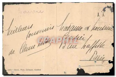 Gorges de la Diosaz — Servoz — J.J. 955/ Jullièr frères — Verso