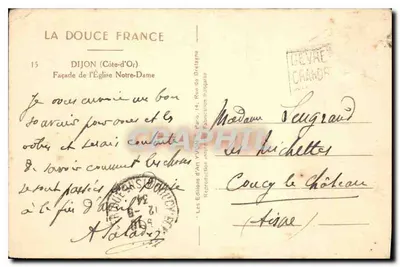 Dijon — Façada Katedry Notre-Dame — Les Éditions d'Art Yvon, Paryż — Rewers