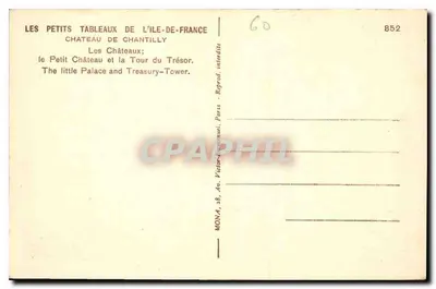 Chantilly — Il Piccolo Castello e la Torre del Tesoro — Mona, n°852 — Verso