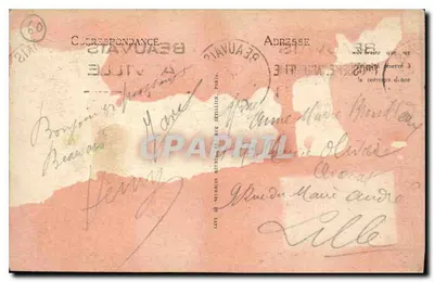 Stara pocztówka Beauvais — Plac Urzędu Miasta — Rewers