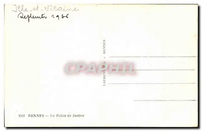 Rennes — O Palácio de Justiça — Laurent & Vilaine — Verso