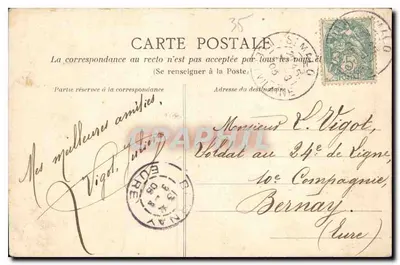 Saint-Malo - O Môle em um dia de tempestade — Côte d'Émeraude, editor HLM, n°55 — Verso